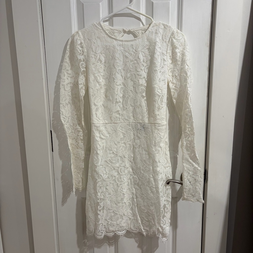 Lulu's White Lace Long Sleeve Dress